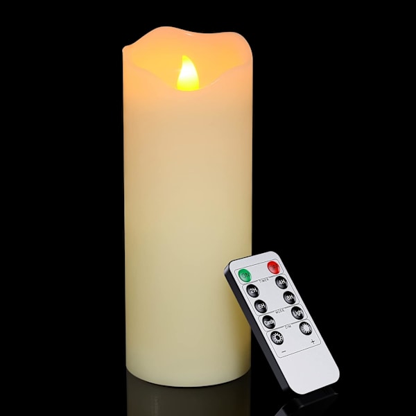 LED Block Candle, 10 inch Real Wax Battery Operated with Remote, 2pc