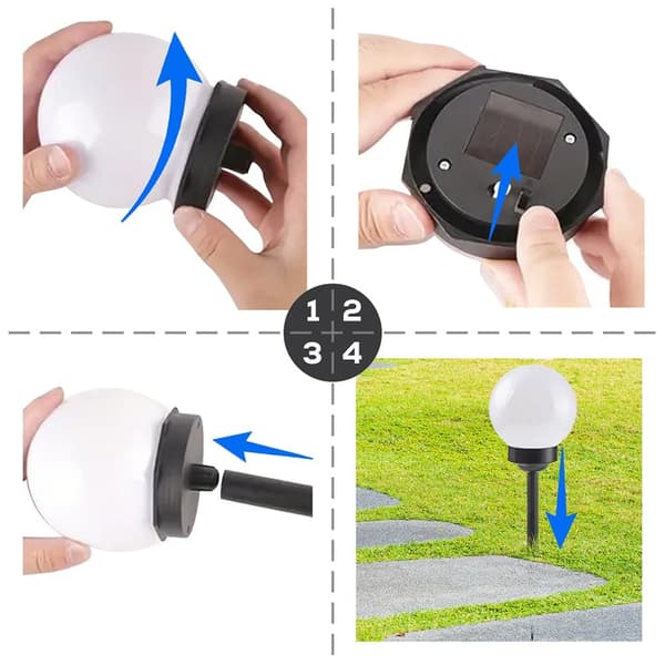 6x Solar havelamper Jordlamper LED-sfære med sensor_MGF