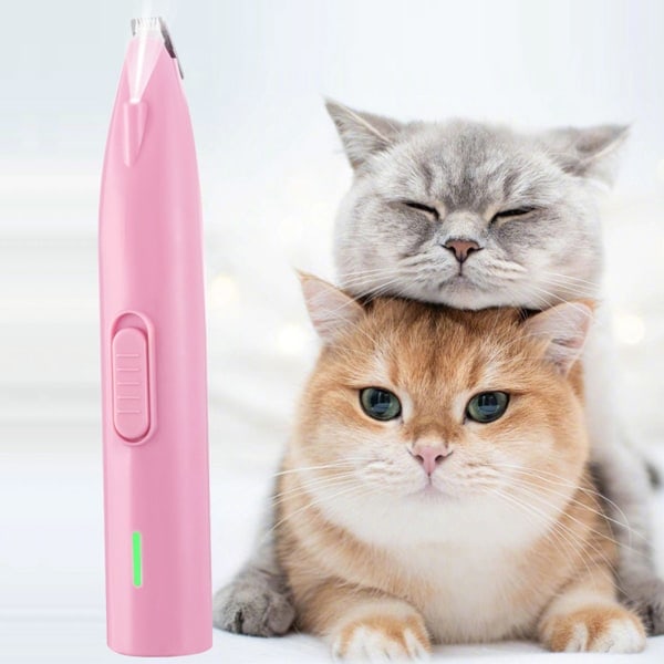 Elektrisk Hundefrisør for Katt, Trimmer for Hunder, Kjæledyr og Smådyr for Pels Rundt Poter, Øyne, Ører, Ansikt, Rosa