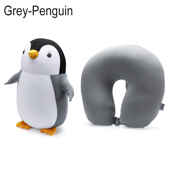 Plysjputer U-formet reisepute GRÅ PINGVIN Grey Penguin