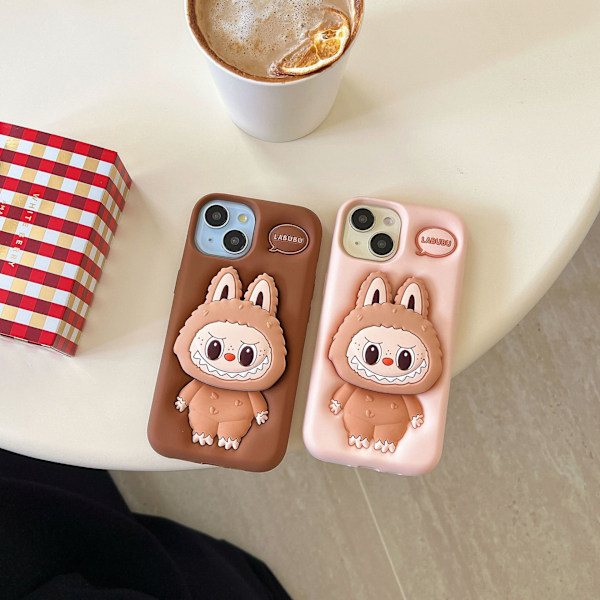 Passar iPhone XS till iPhone 16 roligt mobilskal, tecknad labubu för kvinnor och flickor, beige Beige iphone7plus/8plus