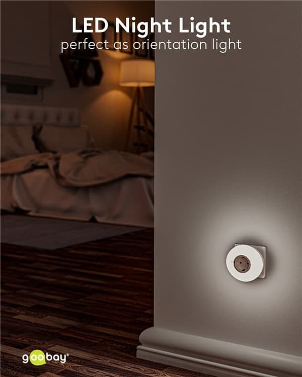 LED-nattlys for stikkontakt Vit