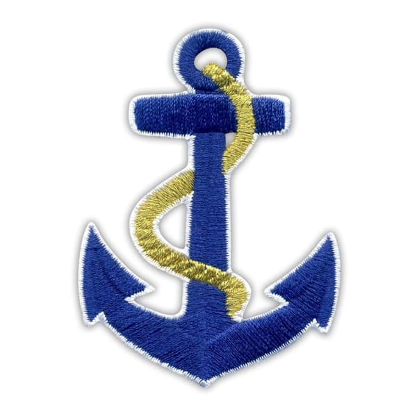 Patchion Ankare med guldrep - Stryk på - Iron-on / Heat Seal Backing - Broderad Patch/Emblem/Märke_MGF