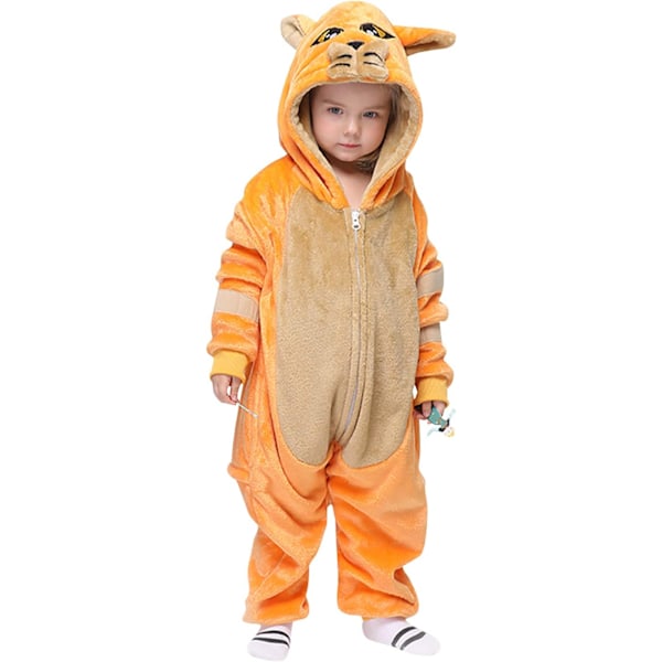 Barn unisex jumpsuit, 2023 kostymdjur onesie nattklänning pyjamas huvtröja cosplay kigurumi nattkläder jul halloween Orangecat 140