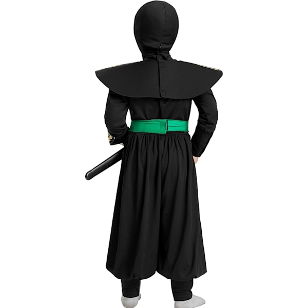 Ninja-kostyme for gutter Halloween Samurai-kostyme Kostyme Svart Rollespillkostyme med skumvest Grön 4-6 ans