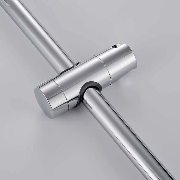 Justerbar dusjhodeholder for skyveskinne, universal 18-25 mm, krom sølv, baderomsutskifting