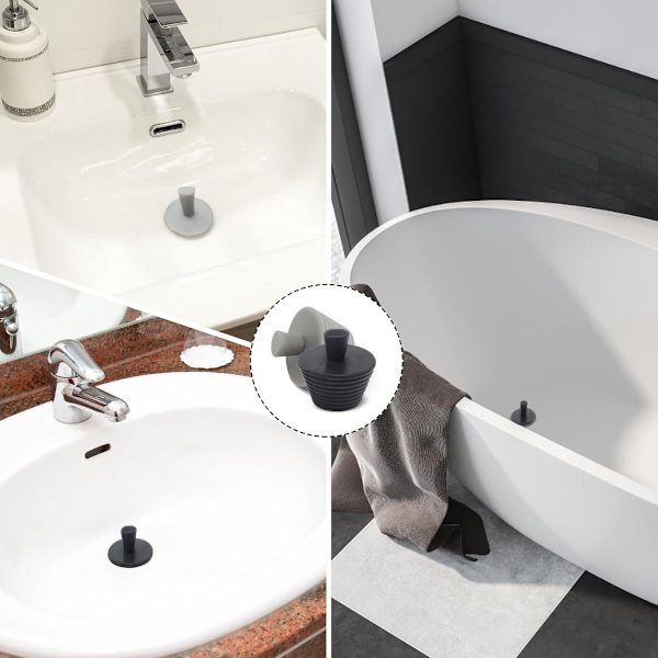 stk - Afløbsprop sæt Vask si Badekar Gummi Universal til 4,5*2,9 cm Sort, Grå_yu