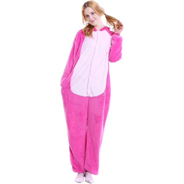 Voksen Unisex Jumpsuits Kostume Dyrekostume Dragt Kick Suit Natkjole Pyjamas Hætte Nattøj Cosplay Tegneserie Kigurumi Karneval Jul Halloween Rosa stygn XL