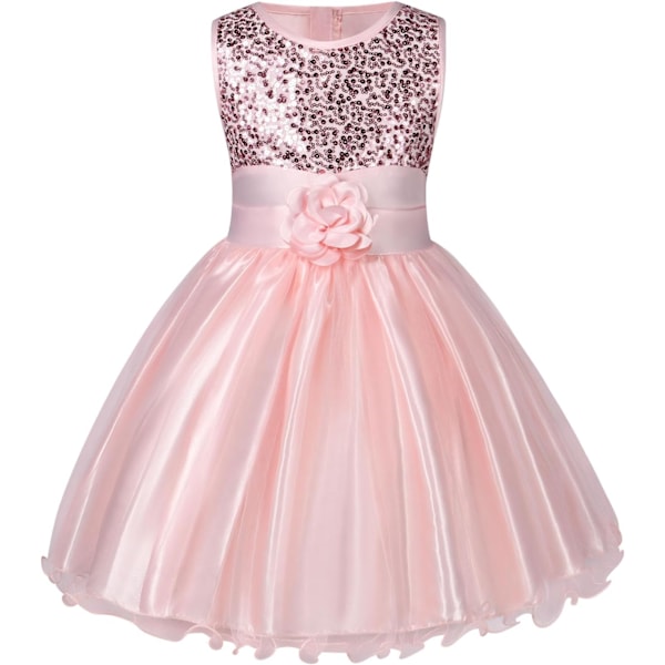 Flower Girl Dress for Kids, Sleeveless Sequin Tulle Dress for Parties and Weddings