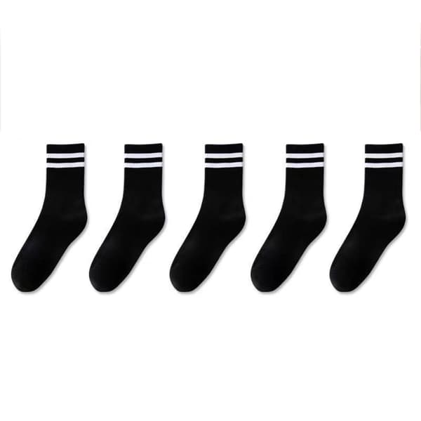 5 par ankelstrømper - to-stripet design Svart Black