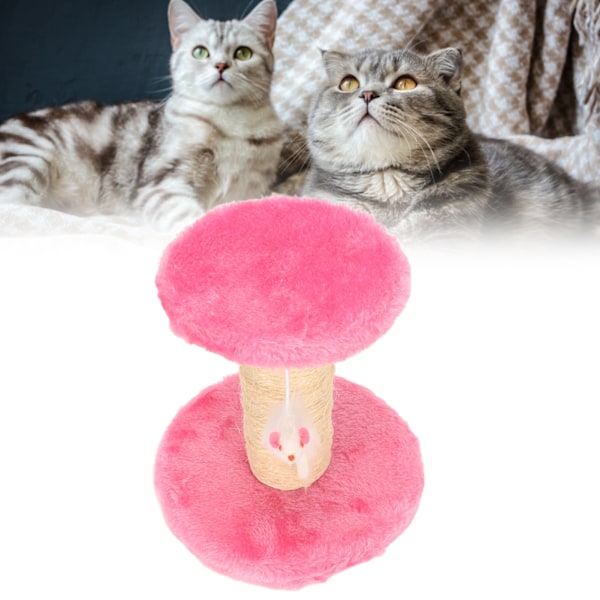 Kattklösställning Interaktiv Mjuk Plysch 2 Våningar Sisalrep Klösbräda Träd för Innekatter Kattungar Rosa