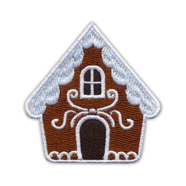 Patchion pepparkakshus - Strykfast/värmeförseglingsbaksida - Broderad patch/emblem/märke_MGF