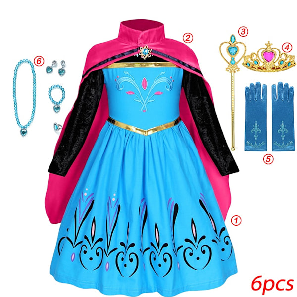Frozen 2\" Elsa-asu tytöille, lapsille, Halloween, roolileikki, Lumikuningatar, Anna, Prinsessajuhlamekko, Anna-mekko, B-WELLNGS Anna Dress B Anna Dress B 2-3T(tag 100)