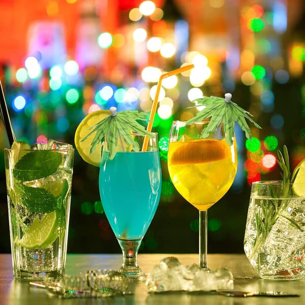 100 stykker cocktailparaplyer - palmetræ - drinkdekoration