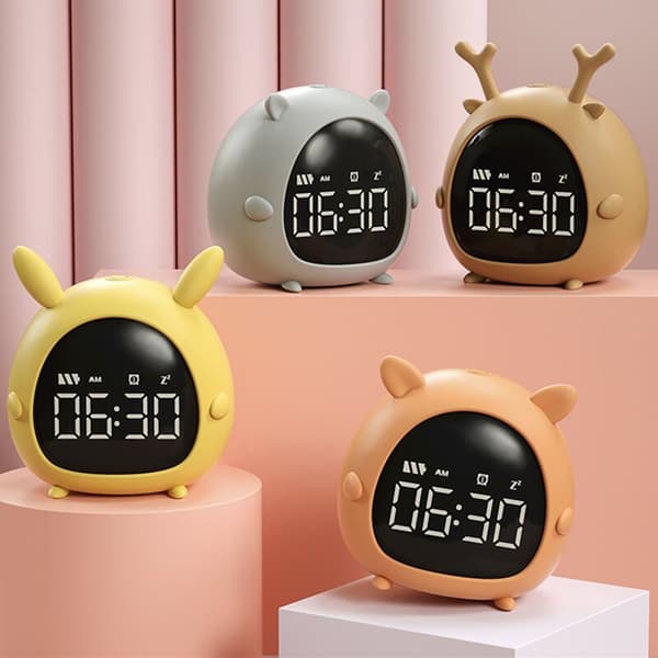 Digital Barnväckarklocka Snooze Tyst Ingen Tickande Sovrum Gul