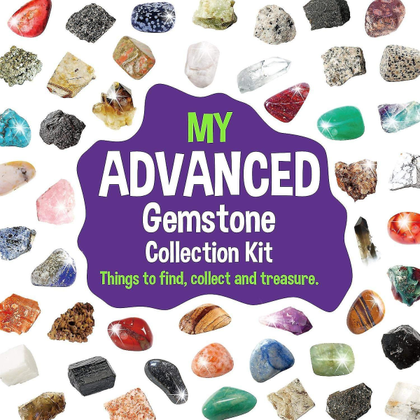 48 STK Naturlige Krystaller & Sten Sæt til Børn Geologi Gem Kit STEM Videnskab Educa
