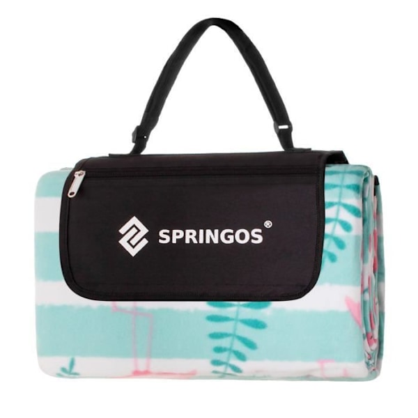 SPRINGOS® hopfällbar och bärbar picknickfilt - Flamingos - 200 x 200 cm - Vattentät mångfärgad