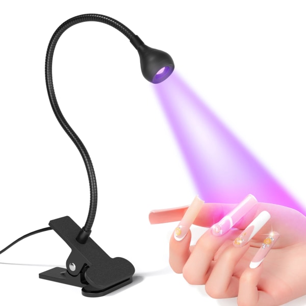Nageltorkare UV-lampa 395nm våglängd Clip-on skrivbord Mini USB för gelnaglar ongle manikyr salong verktyg black