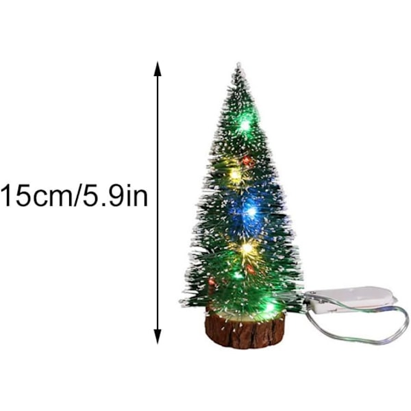 Juledukkehustilbehør, Mini Tre Miniatyr Tre Med Lys Julaften Kunstig Bordtre (15 cm) 15cm