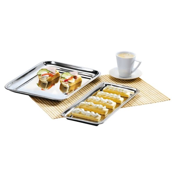 Rektangulær serveringsbakke i stål 21,5x16,5 cm_MGF