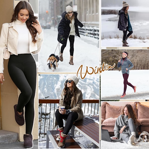 Dame Fleeceforet Leggings Termisk Tyk Varme Bukser Fluffy Bukser Elastisk Vinter Opvarmet Strømpebukser Damer Casual Svart XXL