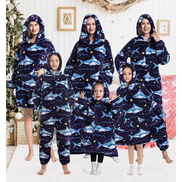 Barn unisex jumpsuits, 2022 kostyme dyreonesie nattkjole pyjamas hette nattklær cosplay kigurum nattklær jul Halloween Shark2 130