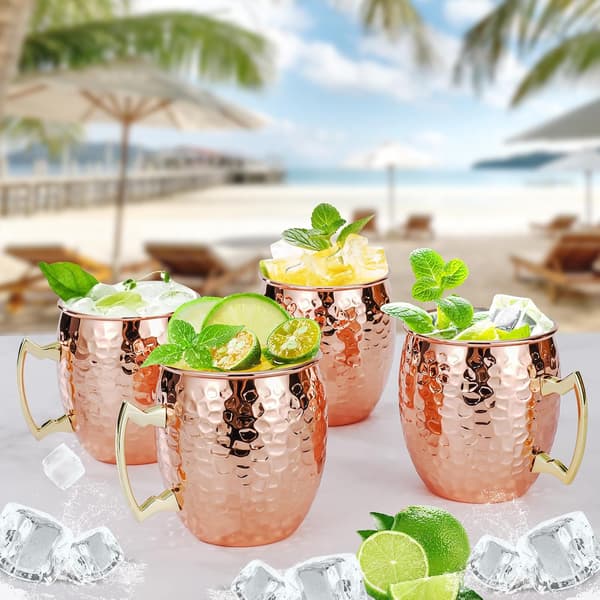 Moscow Mule -mukisetti - 4 kpl - 500 ml - vasaroitu kuparinäkö