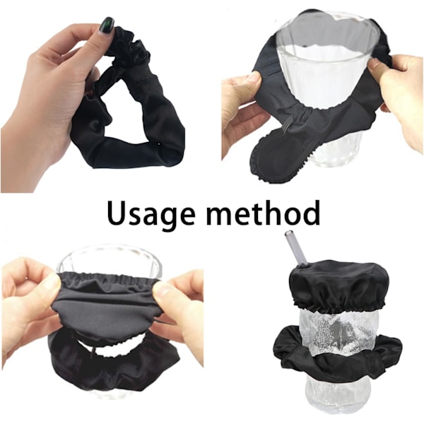 4 Anti-Spiking Scrunchie Drikkdeksel, Gjenbrukbare Drikkbeskyttere for Barer og Fester