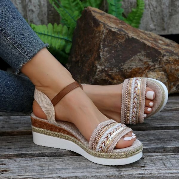 Kilklackssandaler för damer, modeskor för sommaren beige 41