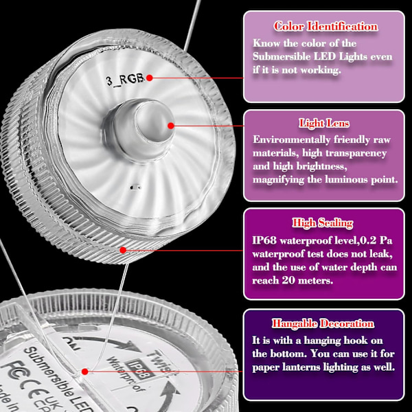 Mini LED-tehokynttilä, 100 tunnin vedenalainen valo lampille, uima-altaalle, kylpylälle, juhlatunnelmaan RGB