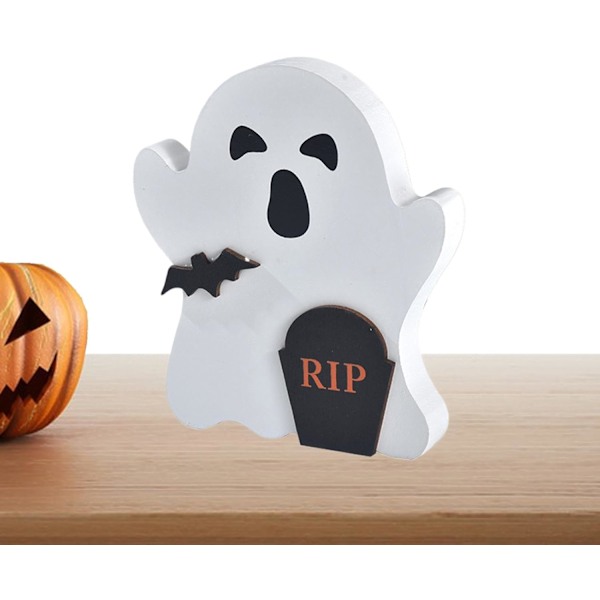 Halloween Desk Ghost Wooden Ornaments - 6X4 Inches Craft Centerpieces