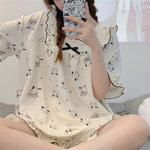 Kawaii Sanrio Pochacco pyjamas, myskläder, söta Kuromi pyjamas, sommar, nya B2 B2 rice