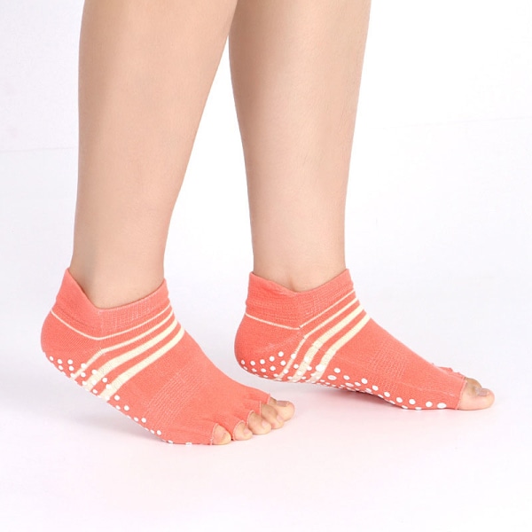 Femtåiga Yogasockor med Halv/Hel Tå Anti-Halk Grepp Inomhussockor half toe rose