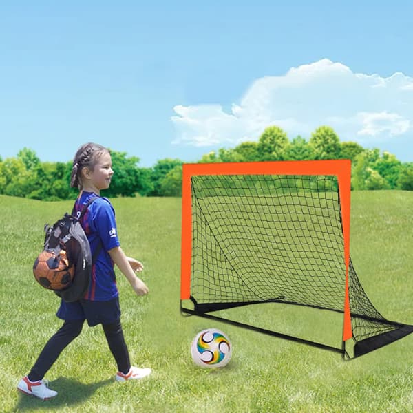 2-delt fotballmål for barn - pop-up - 122 x 91 cm - oransje