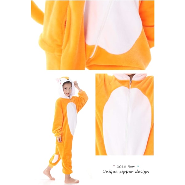 Lasten unisex-hyppyasu, 2023 eläinpuku onesie yöpaita pyjama huppuinen yöasu cosplay kigurumi yöasu joulu halloween Rävröd 140