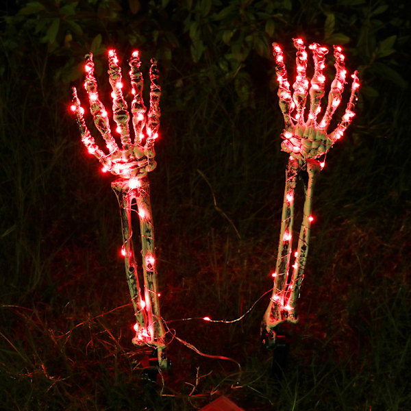 Halloween Dekoration Jordskalle Simulation Skalle Rekvisitter Spøgelsesfestival Have Skalle Ornamenter Tre-delt Skalle-FCL Red glowing ghost hands (both hands)