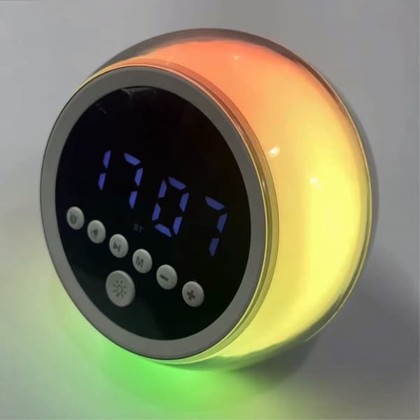 Alarm Clock Bluetooth Speaker Dimmable FM Radio Timer Function Grey_MGF grå