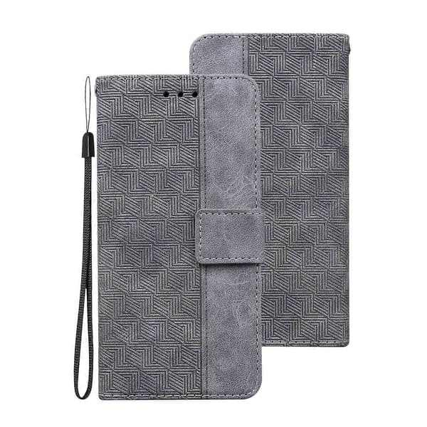 Kompatibelt med Samsung Galaxy S10 Lite / A91 Geometriskt Präglat Läder Telefonfodral - Perfekt Grå_MGF Grey