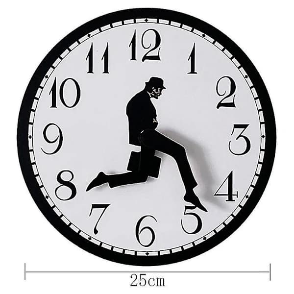 Silly Walk Väggklocka Tyst Dekorativ Träklocka för Sovrum Kök Vardagsrum Kontor Svart 25 x 25 cm Black