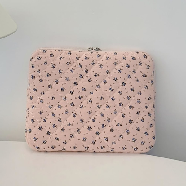 Blomstertrykt Laptopveske Quiltet Notatbokveske Beskyttende Søt Dataveske for 11-15 Tommers Laptop Tablet Rosa 1 11 Tommer Pink 1 11 Inch