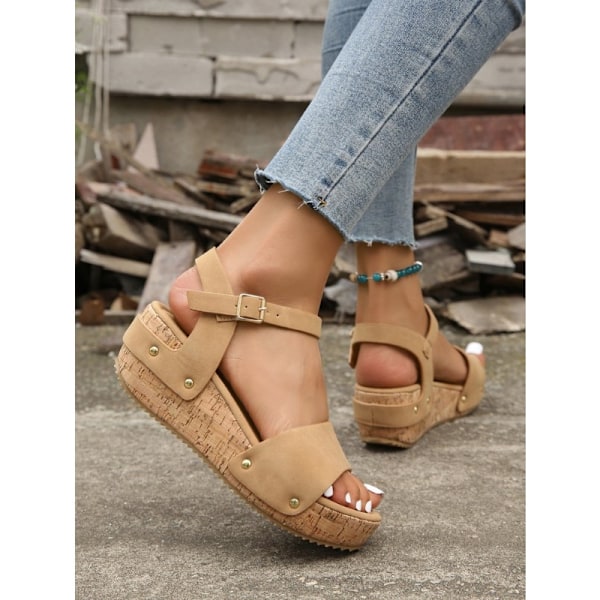 Kilesandaler for kvinner, sommersko khaki 10
