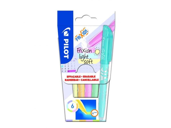 Pilot Frixion Light Soft -merkkikynä, 6 väriä/pakkaus Multicolor multifärg