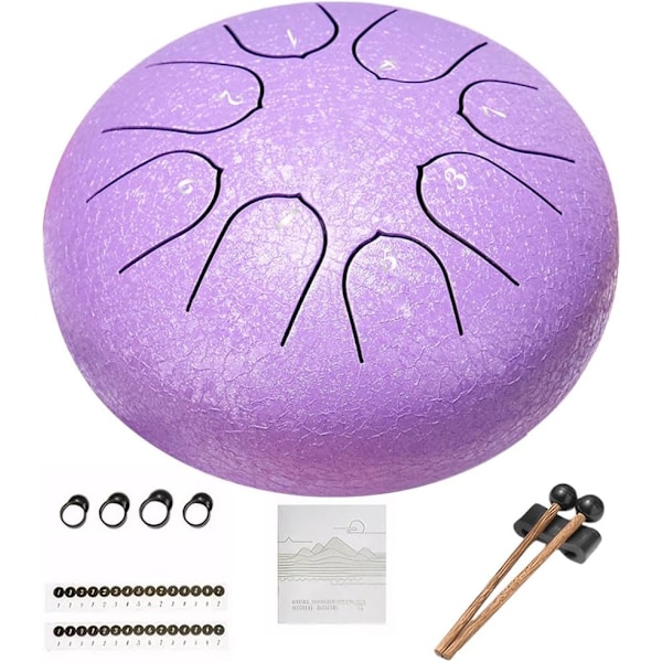 Utendørs hageregnfat 15 cm, Chakra ståltongetromme for meditasjon og yoga, lilla Purple