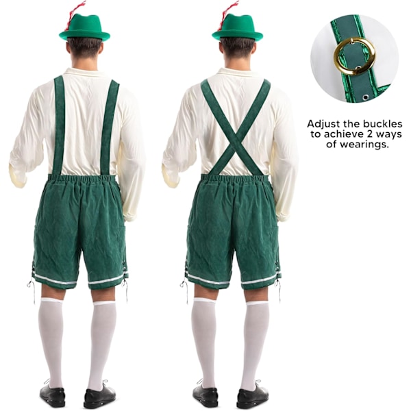 Oktoberfest-kostume til mænd, tysk kostume til bayersk Oktoberfest, kostume til Halloween eller ølfester XL gRÖN gRÖN