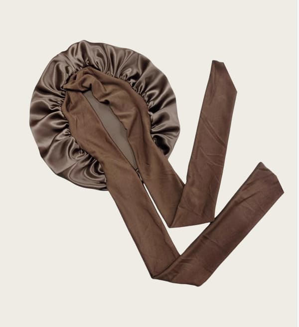 100% Silk Sleep Cap for Women, Coffee coffee