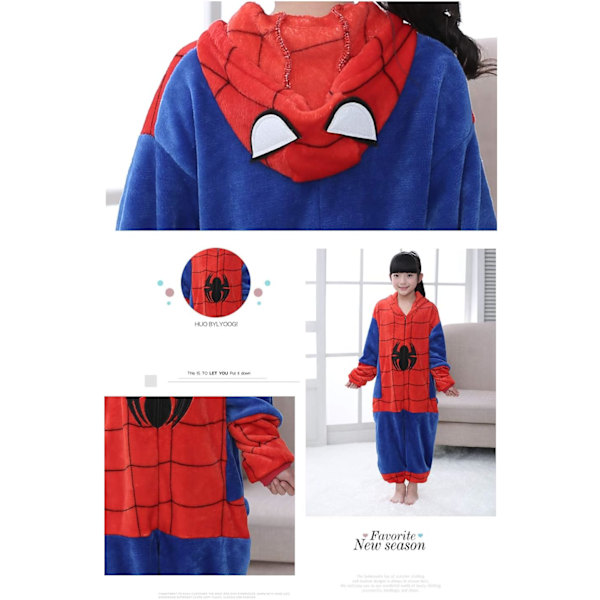 Lasten/Unisex Hieno Pukeutumis Eläin Asun Onesie Yöasu Pyjama Haalari Cosplay Kigurumi Joulu Halloween Hieno Pukeutumis Spindelmannen 100