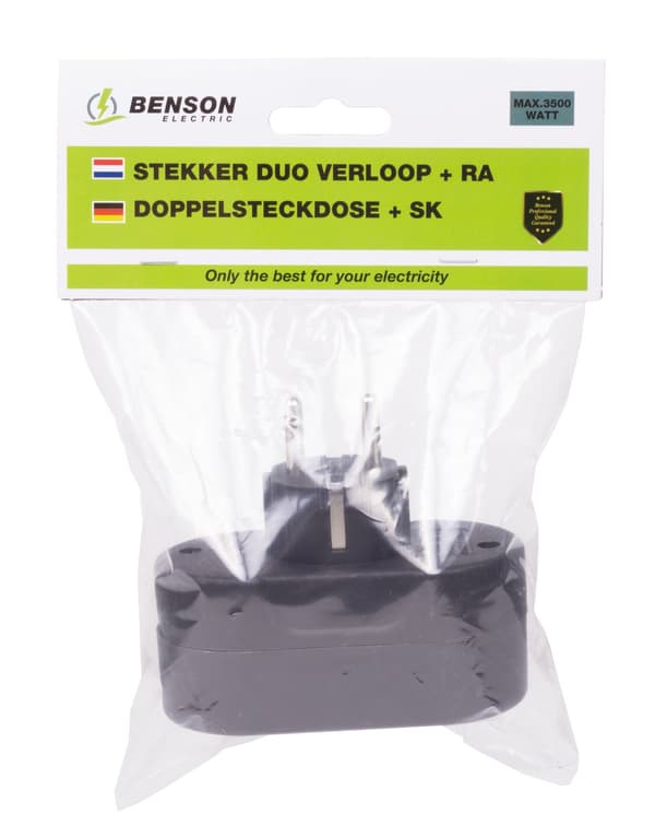 Dobbeltstik med jord horisontal sort_MGF