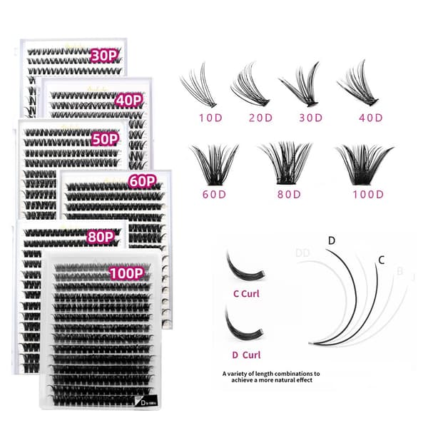 False Eyelashes D Curl (14 rows) 100 pcs – Natural, Lightweight and Reusable for Perfect Eye Makeup