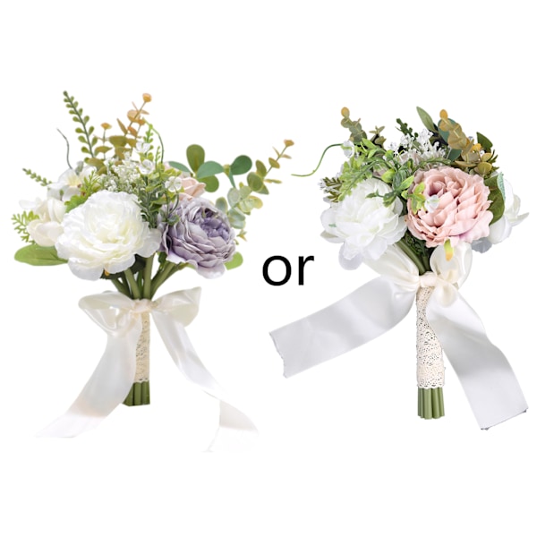 Kunstig Lille Blomsterbuket med Sløjfe Simulering Brudepigebuket til Valentinsdag Bryllup Fotografering