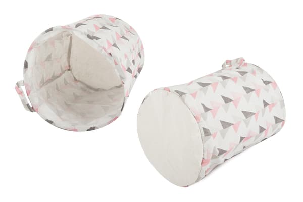 Foldbar tvättkorg – 45L_MGF Triangel Rosa/Grå